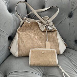 COACH Edie Shoulder Bag 31 + Matching Wallet Set - Signature Design